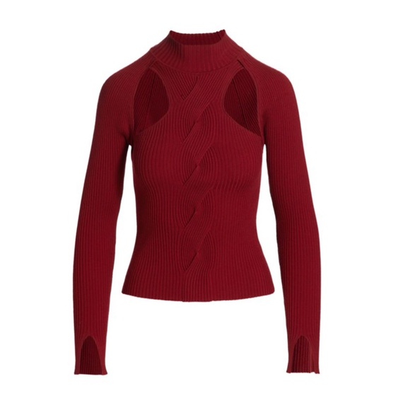 Jonathan Simkhai Keegan Twisted Long Sleeve Cut-Out-Detail Turtleneck Sw… - Picture 7 of 16